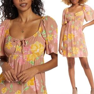 Billabong Ocean Tide Floral Flutter sleeve Dress